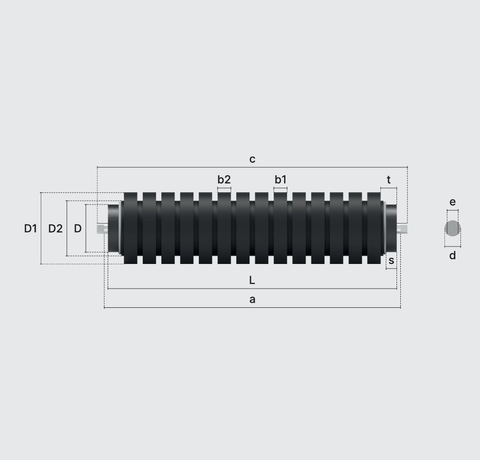 Impact Roller dimension drawing
